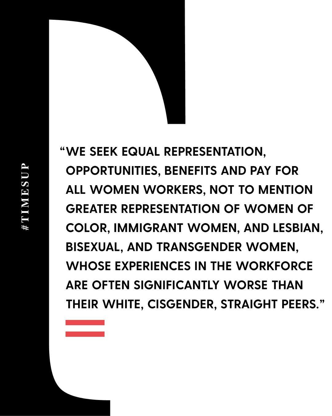 03 januari: It’s time to shift the balance in the workplace, from representing the few to representing us all. I signed this letter of solidarity to stand with women across every industry in saying: #TIMESUP
