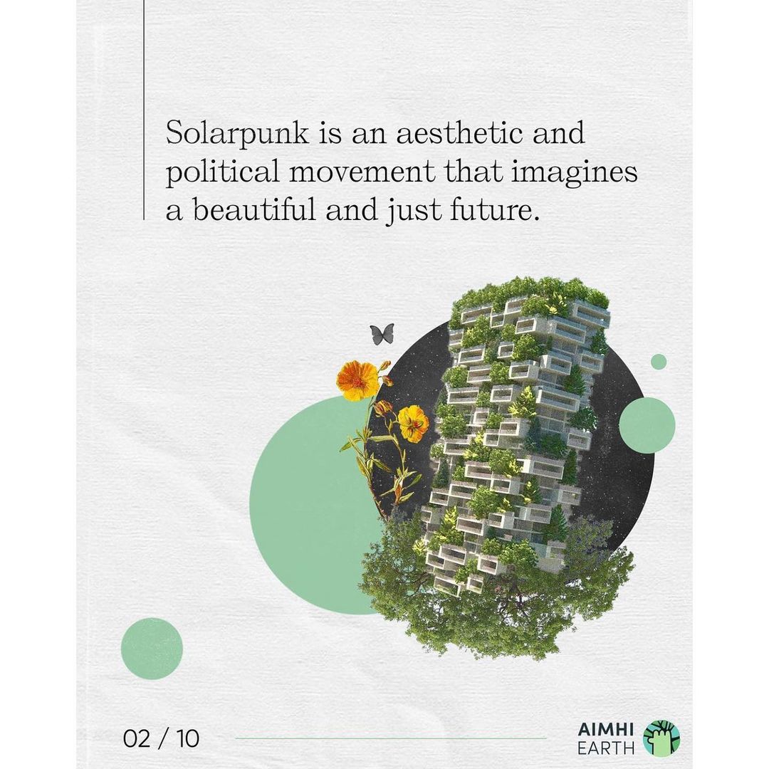 21 oktober: #REPOST from @aimhilive 💚🌿

——

A story from AimHi Earthling, Bella Soares:

“Last week, I went to the @TED @TEDCountdown climate conference, and I really wanted to share the idea of Solarpunk with everyone I met there. Ever since I’ve learned about this movement, I’ve felt hopeful and inspired because it’s helped me imagine what a fossil fuel free future could look like.”

“On the second day, our co-founder, Matthew, was chatting to a man called Bill, who was later introduced to me. I enthusiastically told Bill all about Solarpunk, and he listened intently to everything I said.”

“When I’d finished, he told me that he was an architect and he showed me a book with a collection of his designs, all of them built in cities scattered around the world. All of them were Solarpunk. It turns out this man was Bill McDonough (@williammcdonoughinnovation), a globally recognized leader in sustainable development and design. He is a pioneer of the concepts of Cradle to Cradle Design, the Circular Economy and the Circular Carbon Economy. He’d never heard of the Solarpunk movement before even though he’s clearly one of the people who helped inspire it all.”

“It’s thanks to people like Bill (and many others) advocating for new perspectives, that I felt even more optimistic about the future, because I realized Solarpunk isn’t just an artistic movement, it's here, it’s possible and it’s happening already.”

—

Written by: @polly_gregson
Guest designer: @natrally

—

#solarpunk #climatechangesolutions #climateinspired #nature #naturebasedsolutions
