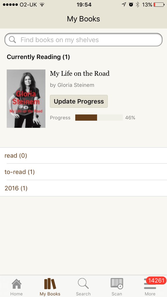 12 januari: Loving this 'update your progress' situation on 'Our Shared Shelf' #motivated 

